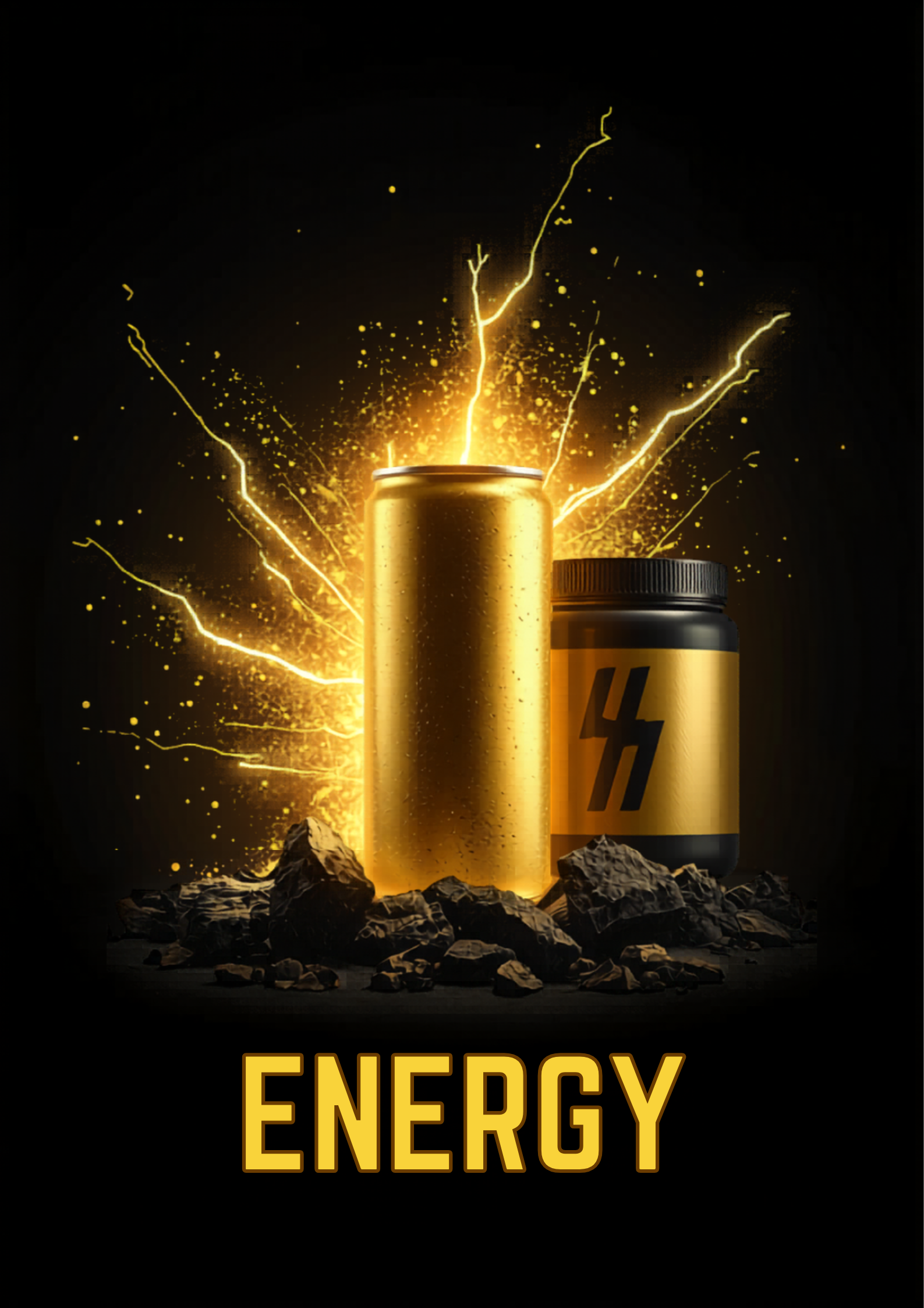 electrifying energy drink with sharp contrast