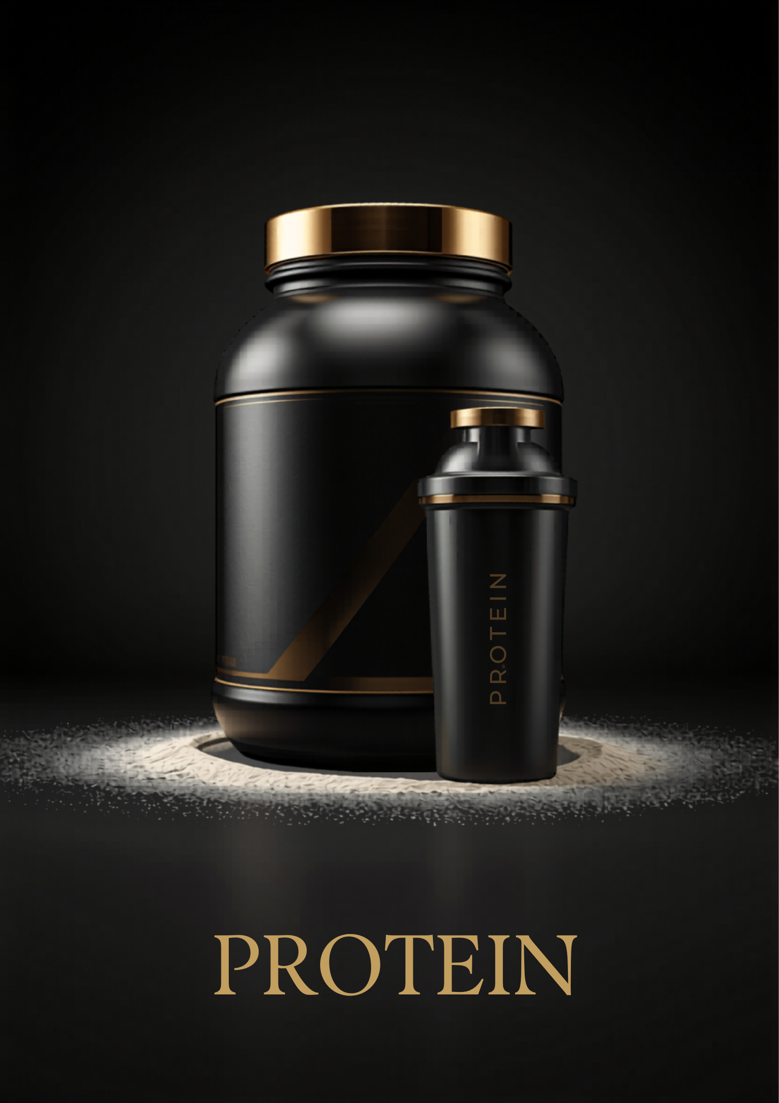 sophisticated whey protein photography with dust halo