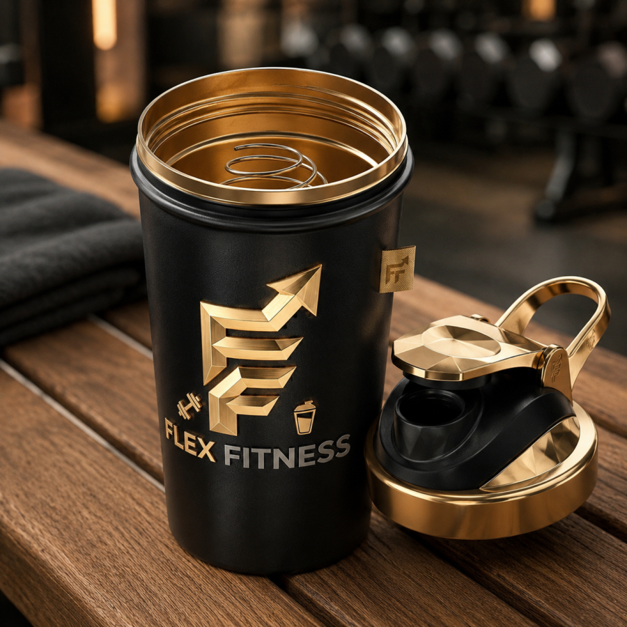 flex fitness elite gold shaker bottle